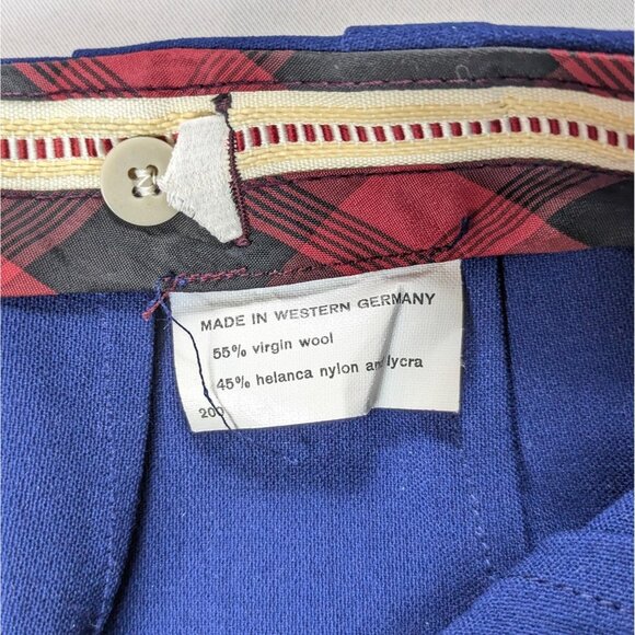 Vintage Ahlers Royal Blue Ski Pants Stirrup West Germany Wool Blend Size 10-12 - Picture 3 of 12